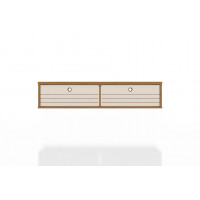 Manhattan Comfort 225BMC21 Liberty 42.28 Mid-Century Modern Floating Office Desk with 2 Shelves in Cinnamon and Off White